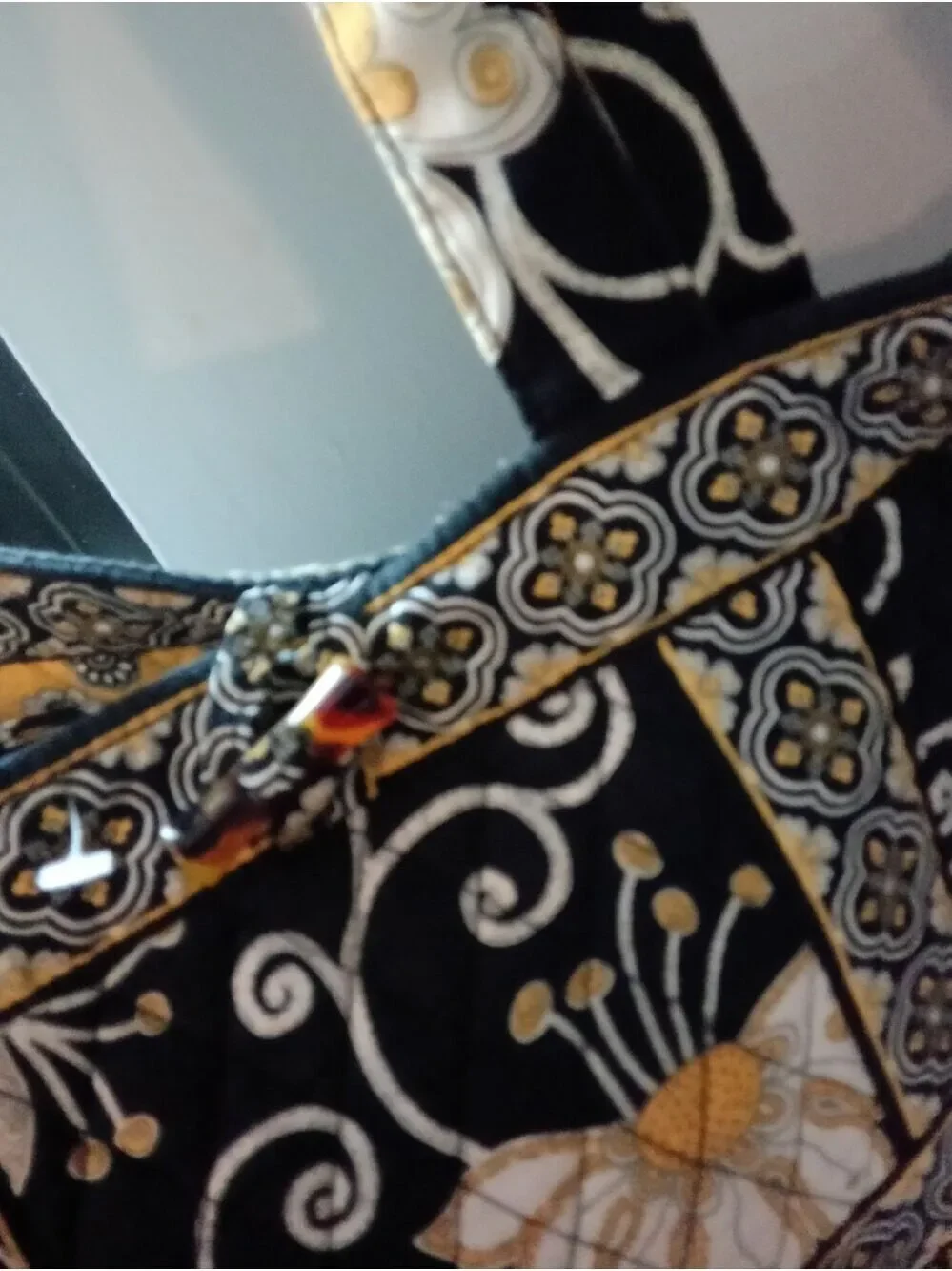 Vera Bradley Black, Yellow, White Floral Quilted Totes (Pair)